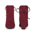 thumbnail image 4 of BLISSFUL STEP Women's Round Toe Block Heels Ankle Booties Burgundy 9, 4 of 5
