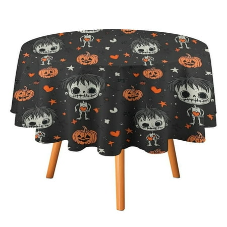 

JINGDS Zombie Halloween Hearts -1195 Round Table Cloth Halloween Tablecloth Thanksgiving Day Table Cloth Round Cover Circle Tablecloth for Halloween Thanksgiving Fall Party