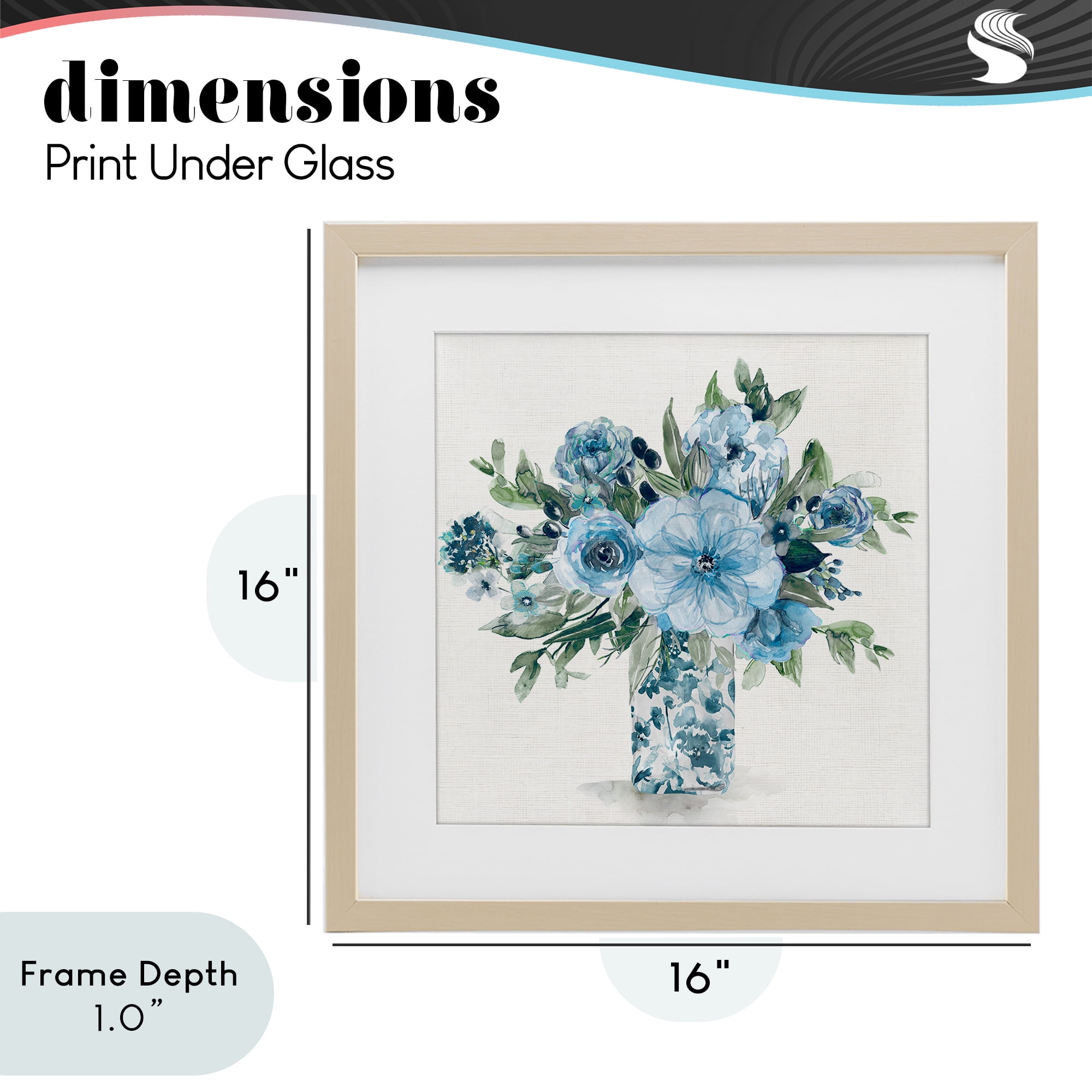 Stupell Industries Pastel Blue Bouquet Foliage Birch Framed Print Under Glass, design by Carol Robinson