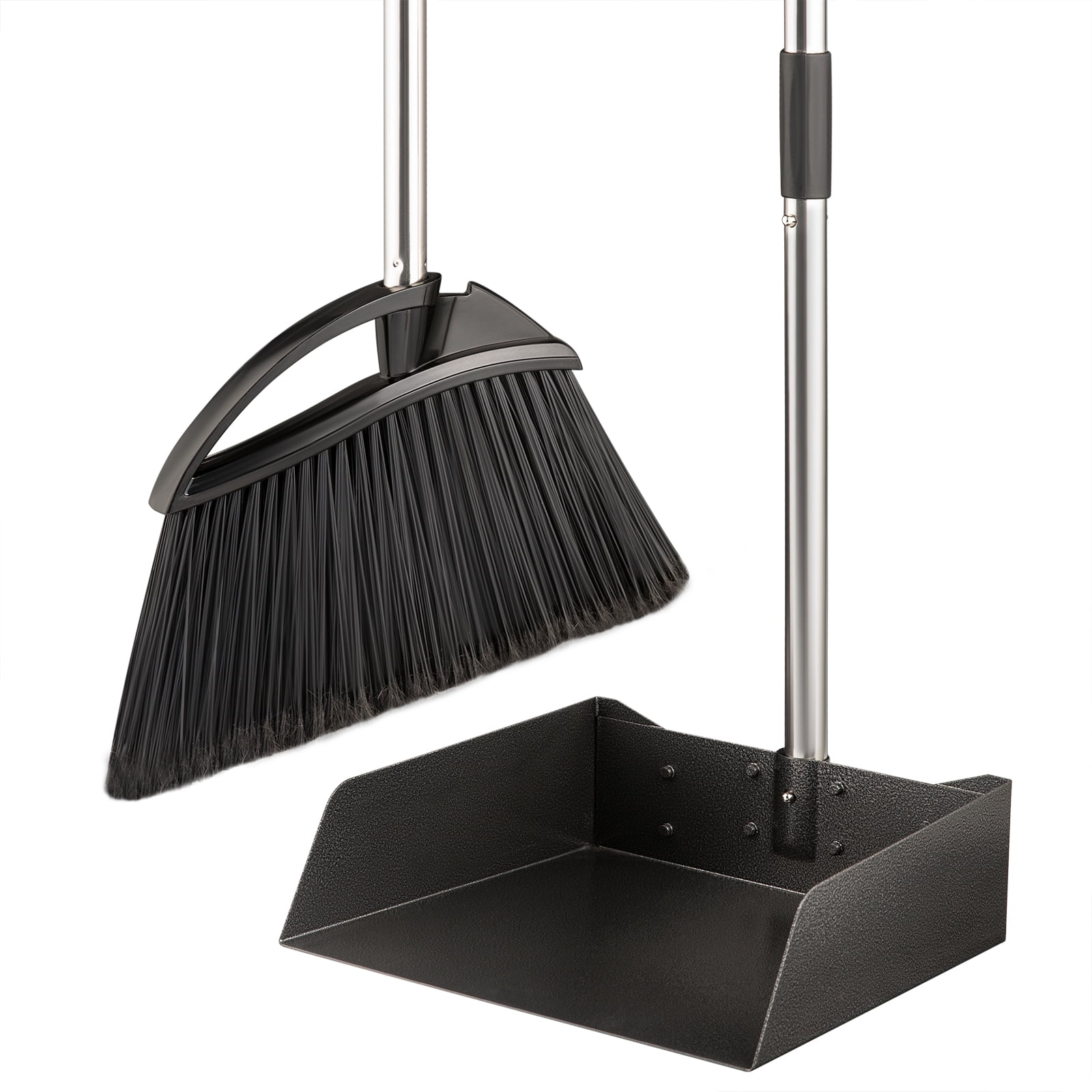 Long Handled Dust Pan and Broom Set for Home,Heavy Duty Metal Stainless