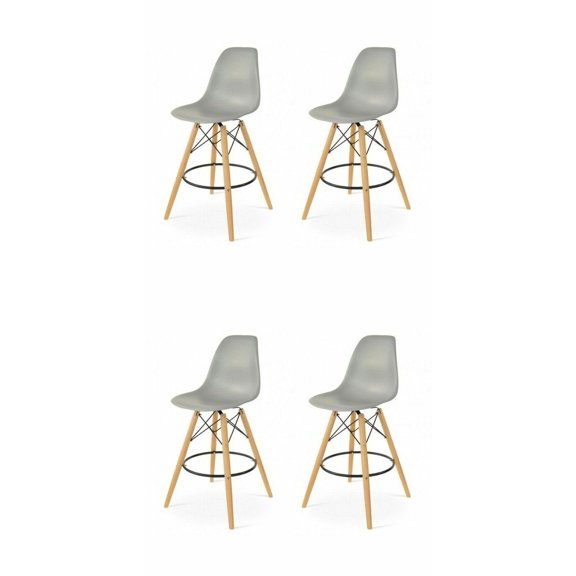 Wooden Base Kitchen Island Bar Stool with Gold Base - Taupe