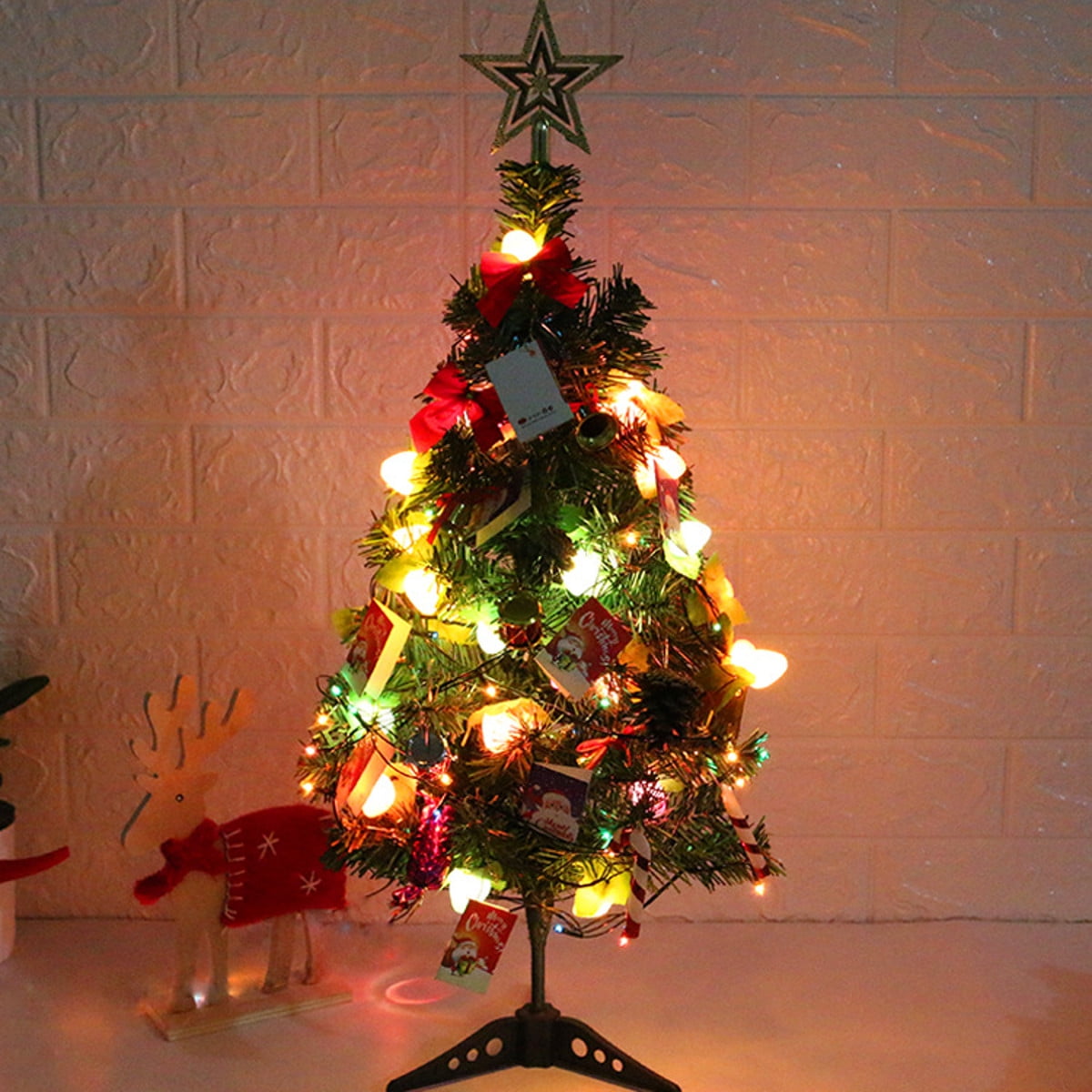 60cm Tabletop Artificial Small Mini Christmas Tree With Led Light