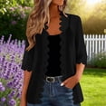 thumbnail image 2 of Jsaierl Women Vintage Lace Trim Chiffon Cardigan, Open Front Scallop Edge Sheer Kimono, Delicate Lightweight Cover Up for Party Bridal Beach Resort Wear, 2 of 10