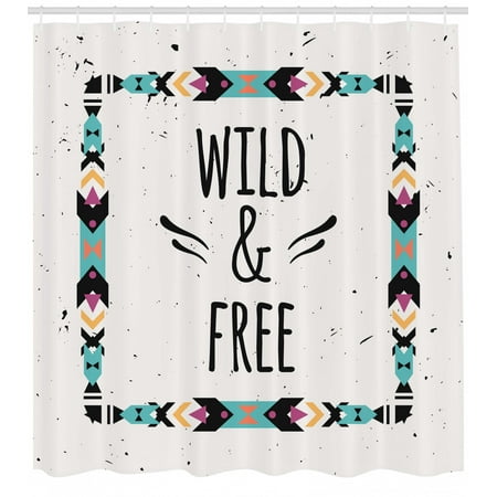 Tribal Shower Curtain Abstract Geometrical Frame Wild And Free