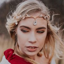 Rhinestone Bride Wedding Headband Leaf Headpiece Bridal Hair Crown for Women and Girls HB072