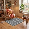 thumbnail image 3 of ODIKA 3'x5' Ultra-Soft Throw Mat, Geometric Minimalist Interlocking Lines Symmetrical Balance Grey None Washable, Bare feet friendly, Easy Care Indoor rug for Bedside, Vanity, 3 of 7
