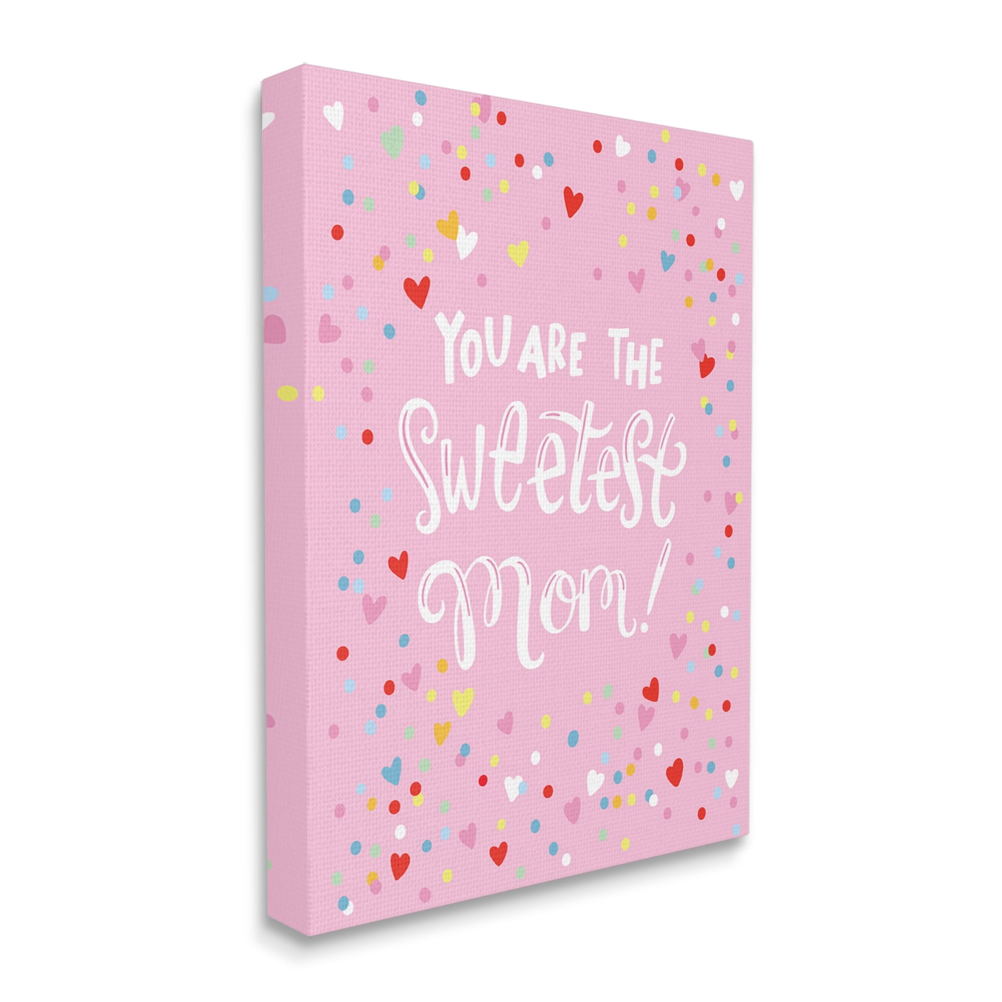 Stupell Industries The Sweetest Mom Pink Hearts Holiday Painting Gallery Wrapped Canvas Print Wall Art
