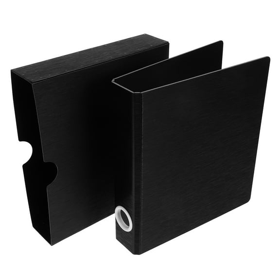 KALLORY Binder Shell Binders for School Aesthetic Tape Pocket Cards Staff Black