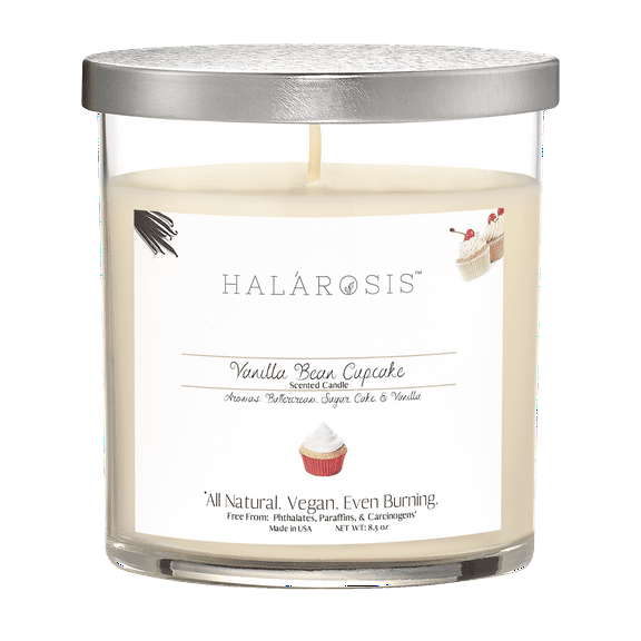 Halarosis, 8.5 oz, Soy Candle, Vanilla Bean Cupcake, Container Candle