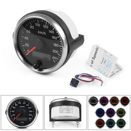 For 12V/24V 85mm Racing Speedometer 0-220km/h Speed Gauge Meter With Digital LCD