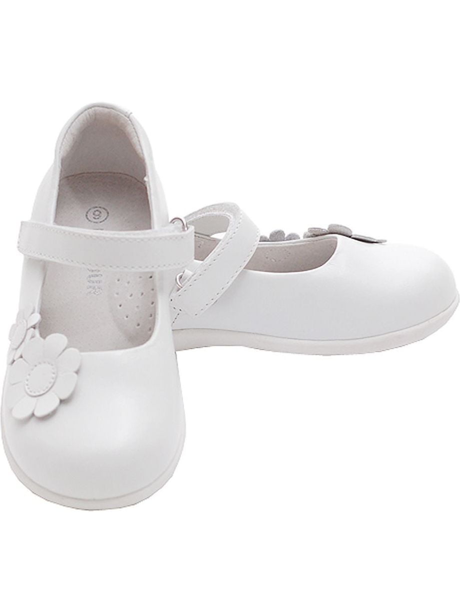 White Double Daisy Velcro Strap Sandal Shoes Toddler Little Girls 5-2 White Double Daisy Velcro Strap Sandal Shoes Toddler Little Girls 5-2