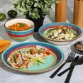 thumbnail image 3 of Gibson Home Rainbow Party 12 Piece Hand-Painted Multi-Color Stoneware Dinnerware Dish Set  - Green, 3 of 6
