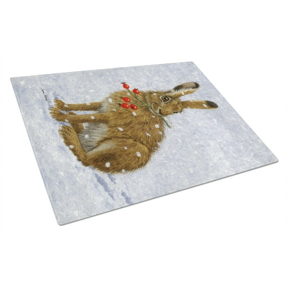 Carolines Treasures ASA2147LCB Rabbit Hare & Rosehips Glass Cutting Board- Large