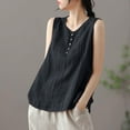 thumbnail image 2 of Plebaso Débardeurs en Coton et Lin pour Femmes Col Rond Sans Manches Chemises Décontractées Légères Blouses pour Femmes, 2 of 6
