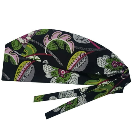 

CXDa Floral Letter Print Dust Proof Chef Scrub Cap Round Bouffant Adjustable Hat