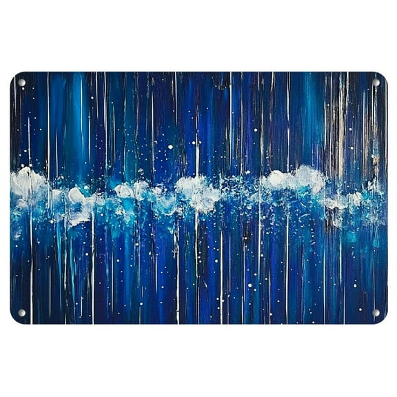 8x12 Inch Abstract Blue Forest Scene Metal Wall Art - Weatherproof Iron Decor for Indoor & Outdoor Use, Perfect for Porch, Garage, Home, Bar, Garden, Office - Unique Gift Idea, Outdoor Decor, 2D
