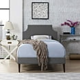 thumbnail image 2 of Modern Contemporary Urban Design Bedroom Twin Size Platform Bed Frame, Fabric Copper Nail Rivet, Grey Gray, 2 of 5