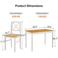 thumbnail image 3 of PORKISS 5-Piece Small Space Dining Set, 1 Table and 4 Chairs, Solid Wood, Natural+White, 42.5" L x 25.6" W x 28.7" H Table, 3 of 8