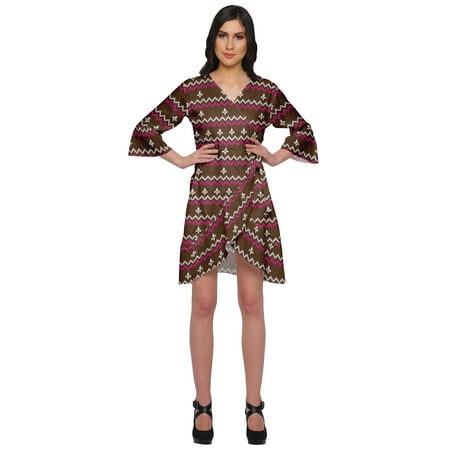 

Moomaya Ruffle Style Rayon Robe Women Lightweight Printed Crossover Sleepwear