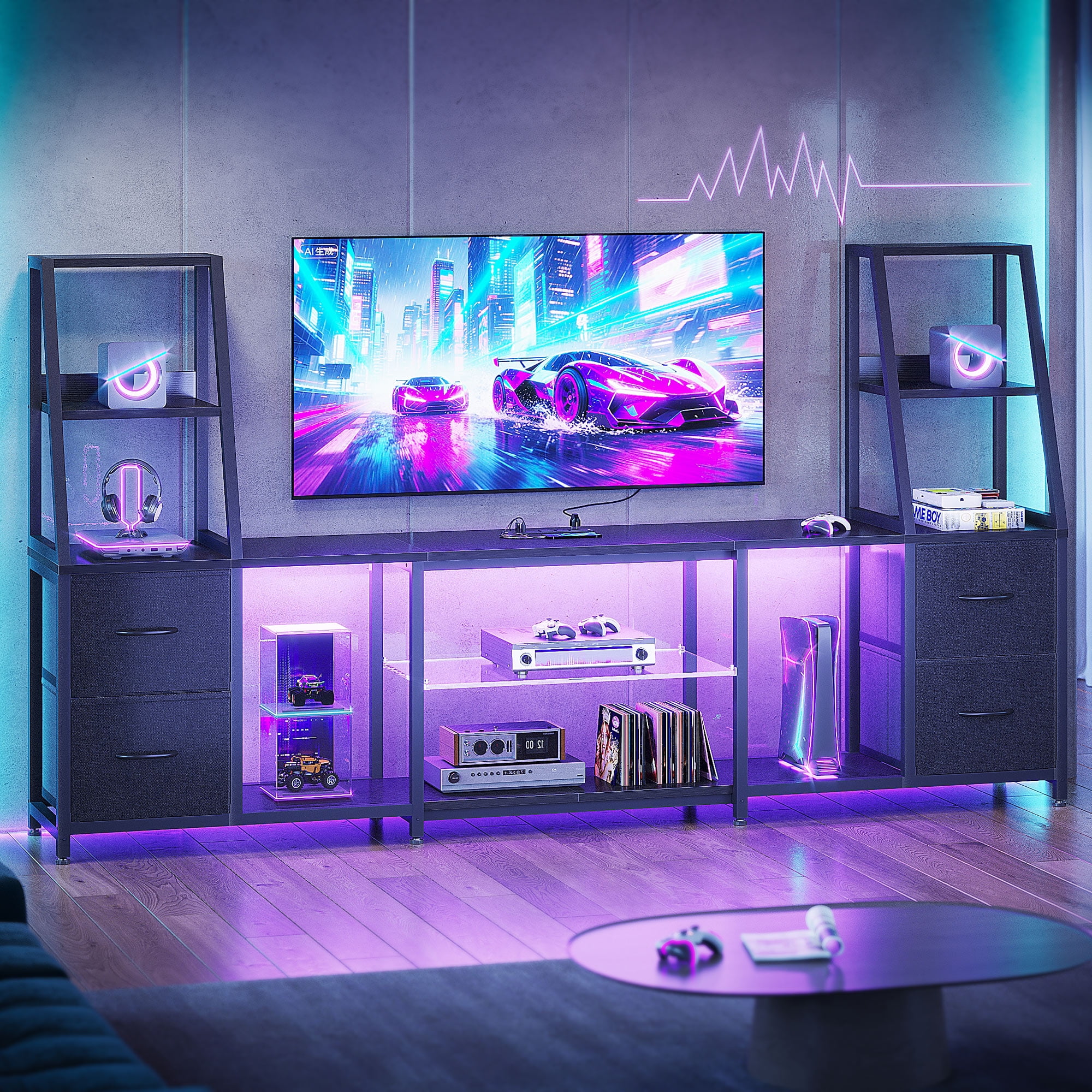 Casacomoda 87" TV Stand for TVs up to 65", Black photo 4
