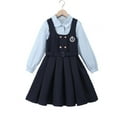 thumbnail image 4 of Conjunto de falda y falda estilo universitario para niños, uniforme de jardín y camisa de manga larga para niñas, conjunto de dos piezas con falda y camiseta sin mangas, vestido de estudiante, conjunt, 4 of 9