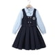 thumbnail image 4 of Conjunto de falda y falda estilo universitario para niños, uniforme de jardín y camisa de manga larga para niñas, conjunto de dos piezas con falda y camiseta sin mangas, vestido de estudiante, conjunt, 4 of 9