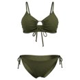 thumbnail image 4 of Women's Triangle Bikini Set Tie Front Top Two Side Tie High Waist Bottom Two Piece Swimsuit For Beach(Army Green,S), 4 of 6