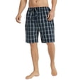 thumbnail image 4 of Vulcanodon Mens 100% Cotton Pajama Shorts, Soft Lounge Pajama Pants with Big Pockets for Men Plaid Pj Bottoms(Dark Blue-Plaid, Medium), 4 of 6