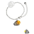 thumbnail image 2 of Delight Jewelry Silvertone Extra Large Softball and Glove Silver-tone Flower Link Chain Bracelet, 6.75"+2" Extender, 2 of 4