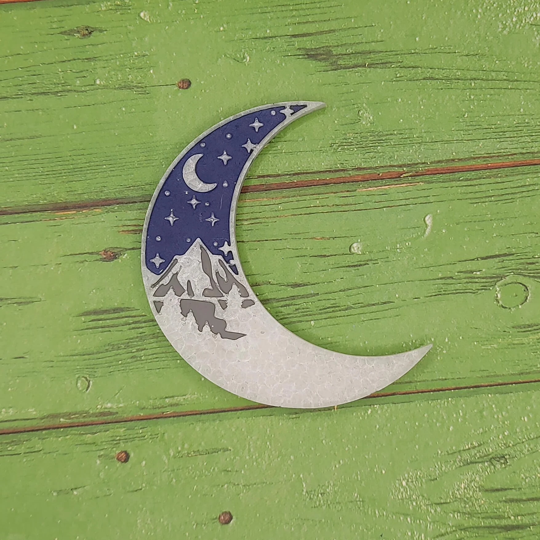 Crescent Moon with Mountains Silicone Freshie Mold