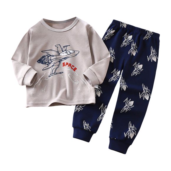 Gubotare Kids Pjs Boys Girls Pajama Sets Toddler Soft Pajamas Toddler Cartoon Prints Long Sleeve Kid Sleepwear Sets (Black,1-2 Years)
