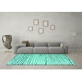 thumbnail image 3 of Ahgly Company Machine Washable Indoor Rectangle Solid Turquoise Blue Modern Area Rugs, 2' x 3', 3 of 4