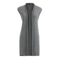 thumbnail image 3 of Xuanfei Women Solid Color Sleeveless Mid-Length Open Front Cardigan, 3 of 4
