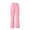 Pink, variant on Wsysadlol Preppy Style Girls Wide Leg Cargo Sweatpants Baggy Pocketed Joggers, Casual Solid Color Sport Trousers Black