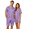 thumbnail image 2 of HAJWOH Men's Pajamas Short Sleeve Button-Down Polka Dot Print Loungewear Sleepwear Set, 2 of 5