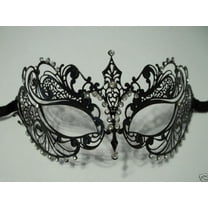 Black Crystal Beautiful Eyes Laser Cut Venetian Mask Masquerade Metal Filigree