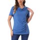 thumbnail image 1 of INSPIRE CHIC Camiseta Básica Casual de Manga Corta con Botones y Fruncido Frontal para Mujer L Azul, 1 of 1