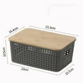 thumbnail image 3 of Plastic Storage Baskets with Bamboo Lid - Plastic Storage Containers Stackable Storage bins, Storage Baskets for Organizing Shelves Drawers Desktop Closet Playroom Classroom Office, 3 of 3