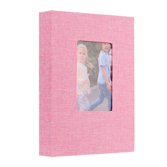 Small Photo Album, 5x7 Linen Cover Picture Book Hold 52 Photos, Pink