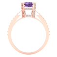 thumbnail image 4 of 2.45 ctw Solitaire with Zirconia Diamond Accents Anniversary Ring for Women | Emerald Cut Simulated Alexandrite | Hyperallergenic Solid 14K Rose Gold, 4 of 5