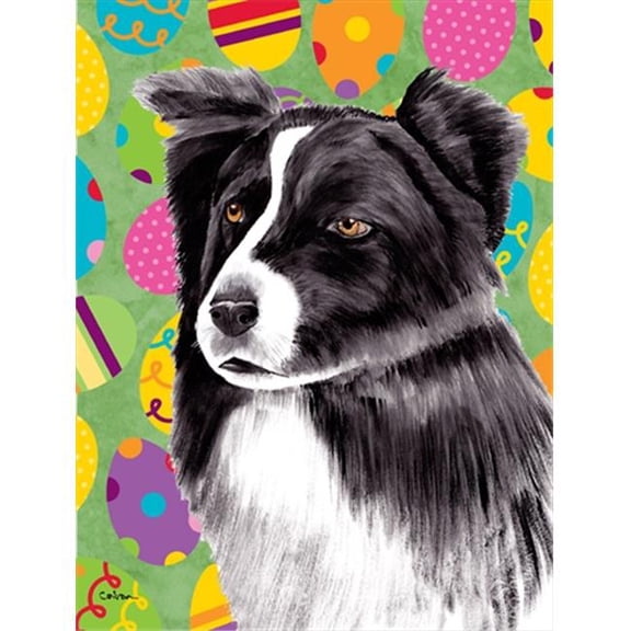 11 x 15 in. Border Collie Easter Eggtravaganza Garden Size Flag