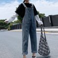 thumbnail image 5 of Fjofpr Clothing Straight Leg Jeans for Women Women Wide Leg Jeans High Waist Baggy Jeans for Women Loose Women's Casual Stretch Bib Overalls Pants Jumpsuits, 5 of 7