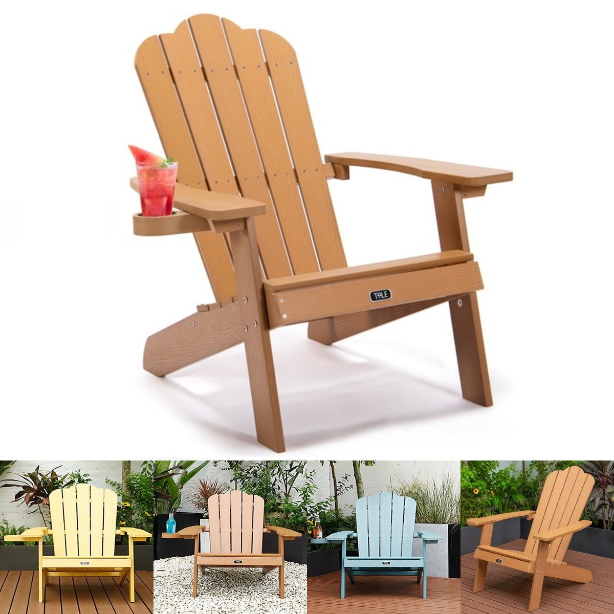 Folding Adirondack Chair Outdoor, Weather Resistant Patio Chairs for