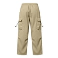 thumbnail image 5 of Rhuody Womens Pants Wide Leg Loose Fit Elastic Waist Solid Color Trousers With Pocket Charm Bottoms 2Xl Khaki, 5 of 6