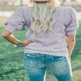thumbnail image 3 of QJUHUNG Women Short Puff Sleeve Sweaters Loose Lightweight Pointelle Knit Pullover Tops, 3 of 4