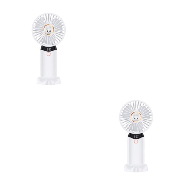 Ventilador portátil ABS Yuarrent Pantalla LCD Funcionamiento silencioso 4 engranajes Blanco 2Conjunto