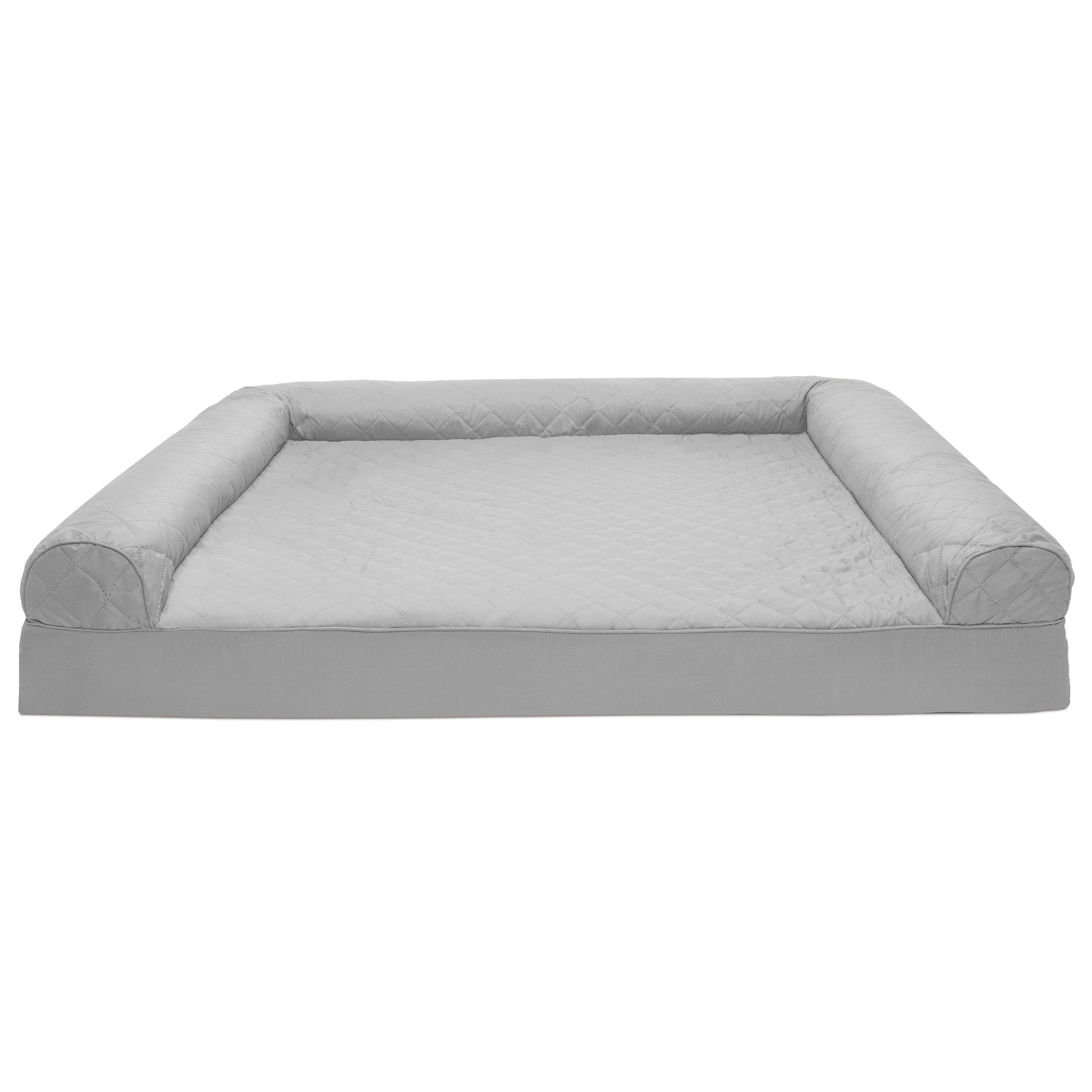 FurHaven Pet Products Quilted Cooling Gel Top Sofa Pet Bed for Dogs & Cats - Silver Gray, Jumbo Plus