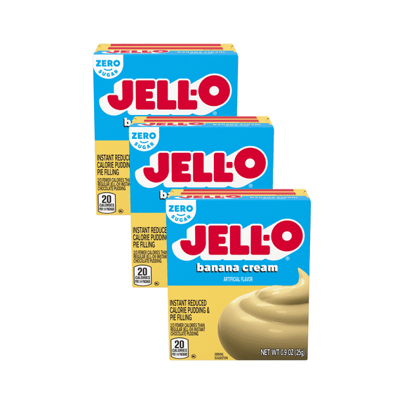 Jell-O Sugar Free Banana Cream Instant Pudding Mix, 0.9 oz Box (Pack-4)