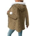 thumbnail image 4 of Jinhomg Womens Fleece Jacket Trendy Textured Sherpa Teddy Coats Fur Trim Hooded Oversized Outerwear Casual Button Down Plush Winter Coats, 4 of 6