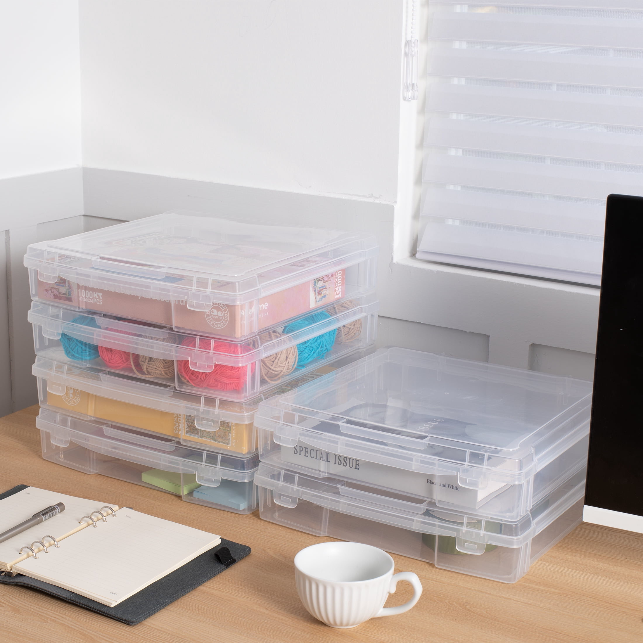 Novelinks Scrapbook Box, Craft and Hobby Storage Box, Clear, 12 inches, Plastic